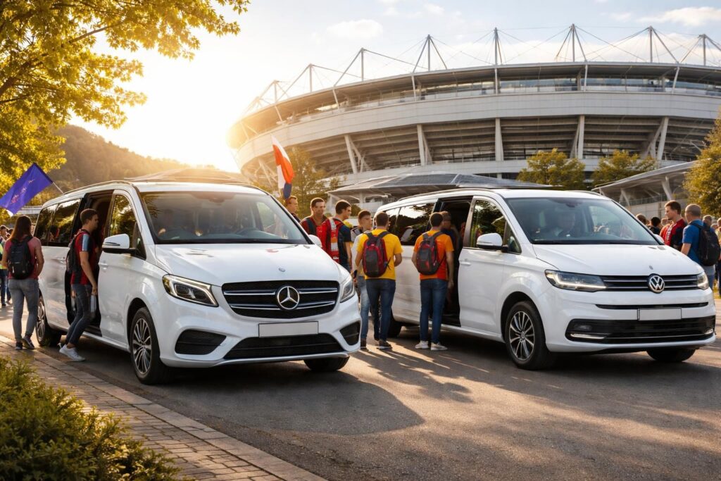 profitez d'un trajet confortable vers le stade avec les navettes officielles mercedes-benz et volkswagen lors des jours de match. rejoignez le stade facilement et en toute sécurité !