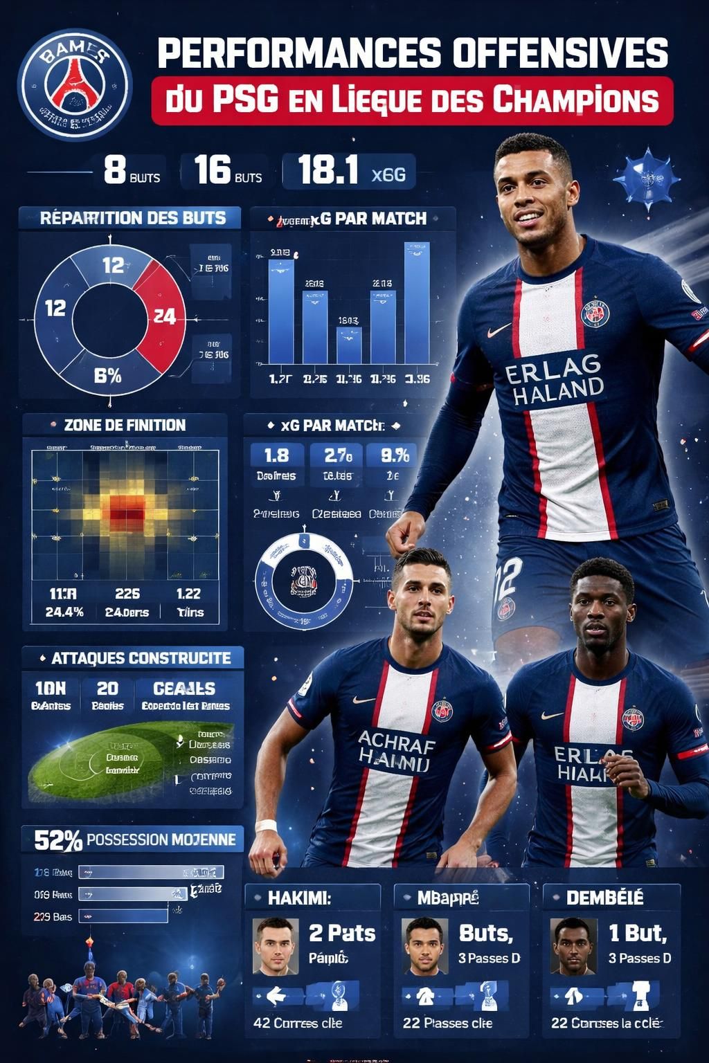 découvrez les statistiques détaillées et les analyses tactiques des performances du psg, de manchester city et du real madrid en ligue des champions.