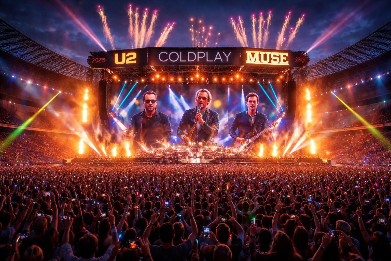découvrez les statistiques détaillées des spectateurs présents dans les stades lors des concerts des célèbres groupes u2, coldplay et muse.